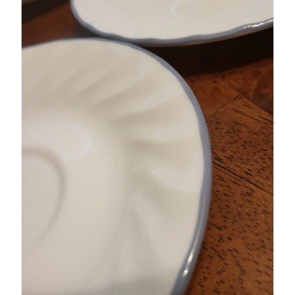 Lot 6 CORELLE By Corning WISTERIA SAUCERS 6 1/4" Bread Plates Scalloped Gray Rim - Picture 3 of 6